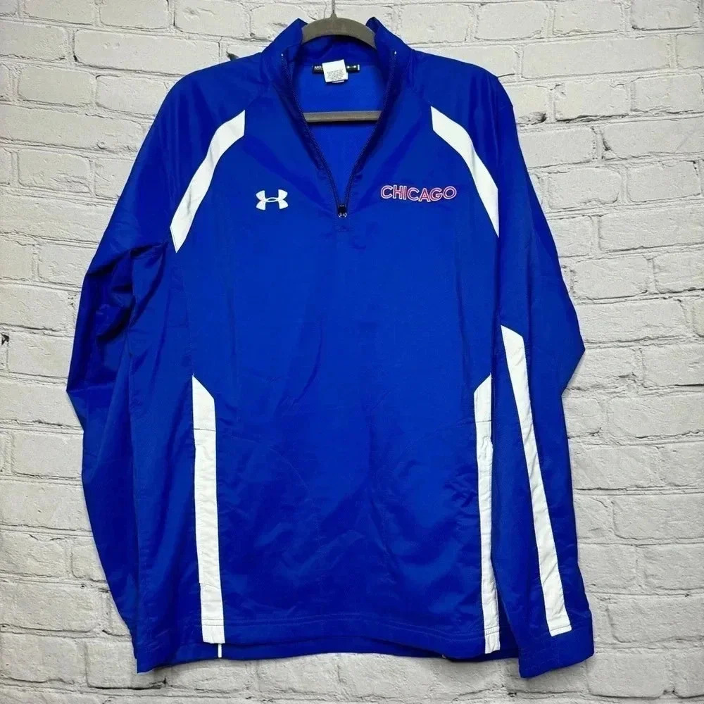 Under Armour Men’s Blue Chicago 1/4 Zip Pullover Lightweight Jacket size Medium
